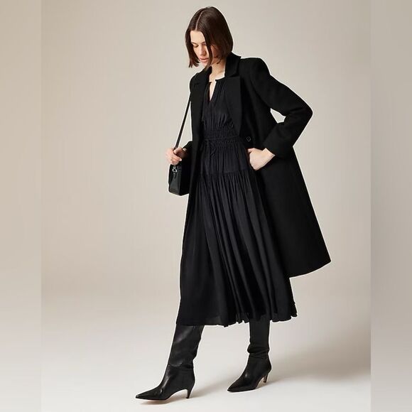 NWT J CREW Elena puff-sleeve dress in crepe de chine in black - Picture 5 of 8